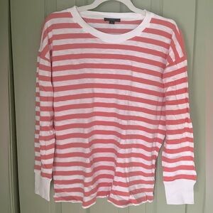 J. Crew Coral and White Long Sleeve Shirt | Size S
